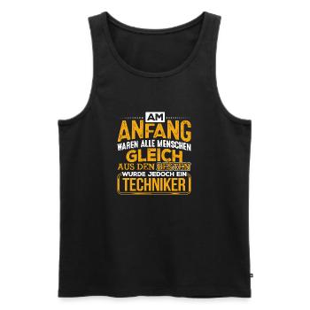 TECHNIKER - Der Beste - Männer Premium Bio Tank Top - Schwarz - Vorne - Michal (187cm)