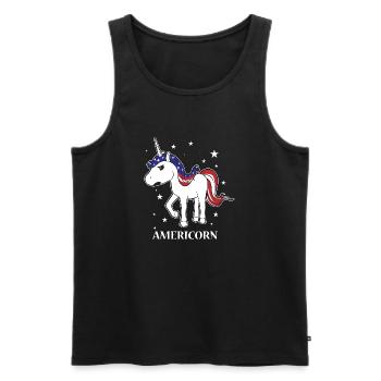 Americorn! Einhorn! Unicorn! Trendy Cute! USA! - Männer Premium Bio Tank Top - Schwarz - Vorne - AI Model Male 178 light (178cm)