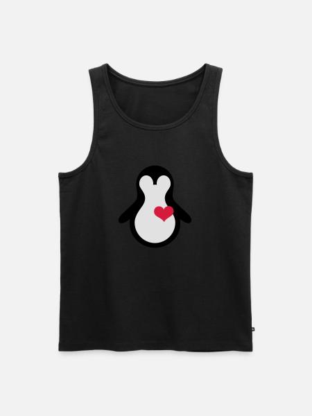 herz_penguin - Männer Premium Bio Tank Top - Schwarz