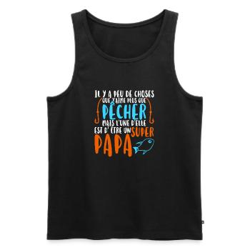 Super papa pêcheur cadeau - Débardeur bio Premium Homme - noir - Devant - Michal (187cm)