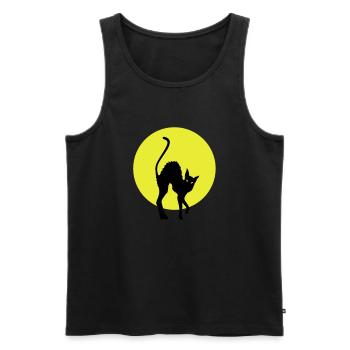 black cat full moon, vollmond - Männer Premium Bio Tank Top - Schwarz - Vorne - AI Model Male 178 light (178cm)