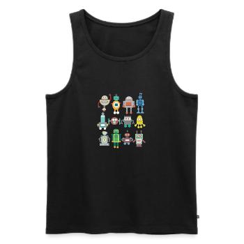 Roboter Retro - Männer Premium Bio Tank Top - Schwarz - Vorne - AI Model Male 178 light (178cm)