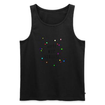 HAPPY WITH KONFETTI - Männer Premium Bio Tank Top - Schwarz - Vorne - Michal (187cm)