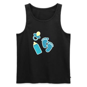 Bébé icônes sucette pieds dessin animé bleu fiole - Débardeur bio Premium Homme - noir - Devant - AI Model Male 178 light (178cm)