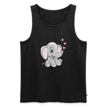Cartoon lächelnder Elefant mit Herzen - Männer Premium Bio Tank Top - Schwarz - Vorne - AI Model Male 178 light (178cm)