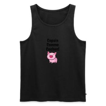 copain comme cochon - Débardeur bio Premium Homme - noir - Devant - AI Model Male 178 light (178cm)