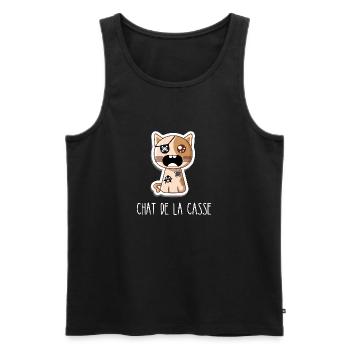 Chat de la casse - Débardeur bio Premium Homme - noir - Devant - AI Model Male 178 light (178cm)