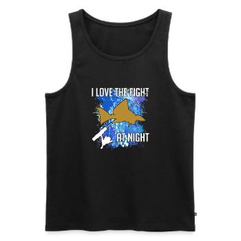 Waller Welssilhouette Angelrute und Farbkleckse - Männer Premium Bio Tank Top - Schwarz - Vorne - AI Model Male 178 light (178cm)