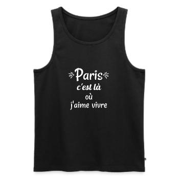 Paris c'est là où j'aime vivre - Débardeur bio Premium Homme - noir - Devant - Michal (187cm)