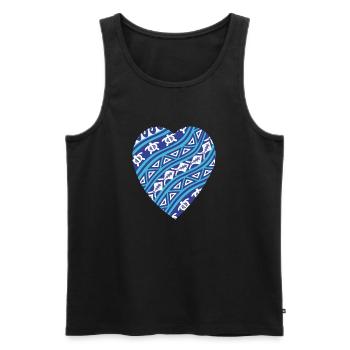 Cœur Paréo aux vagues bleues. - Débardeur bio Premium Homme - noir - Devant - AI Model Male 178 light (178cm)