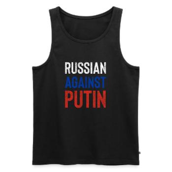Russian against Putin russia flag grunge - Männer Premium Bio Tank Top - Schwarz - Vorne - AI Model Male 178 light (178cm)