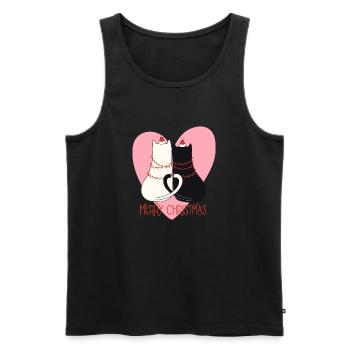 Pfotschafter Christmas - Two cats and heart - Men's Premium Organic Tank Top - black - Front - AI Model Male 178 light (178cm)