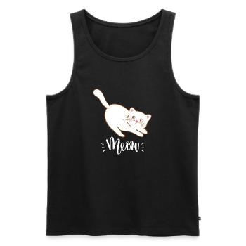 Mignon Kawaii drôle de chat disant miaulement - Débardeur bio Premium Homme - noir - Devant - Michal (187cm)