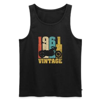 1961 Jahrgang Geburtstag Biker Motorrad Geschenk - Männer Premium Bio Tank Top - Schwarz - Vorne - Michal (187cm)