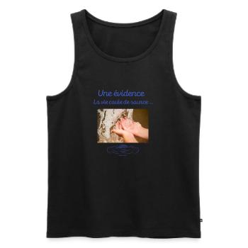 Une évidence la vie coule de source - Débardeur bio Premium Homme - noir - Devant - Michal (187cm)
