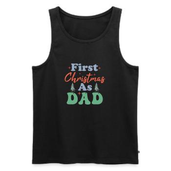 Premier Noël en tant que papa Erstes Weihnachten als Papa - Débardeur bio Premium Homme - noir - Devant - AI Model Male 178 light (178cm)