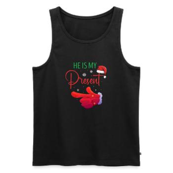 He Is My Cute Christmas Couples Designs - Männer Premium Bio Tank Top - Schwarz - Vorne - Michal (187cm)