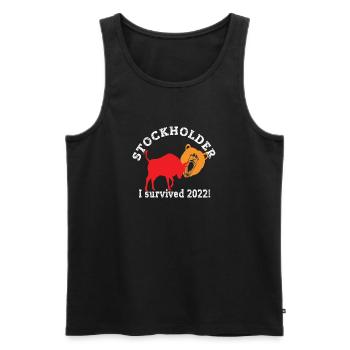 Stockholder I survived 2022 - Shareholder after crash - Men's Premium Organic Tank Top - black - Front - Michal (187cm)