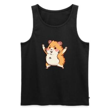 Kawaii Süße Fröhliche Bunte Hamster Tanzen - Männer Premium Bio Tank Top - Schwarz - Vorne - Michal (187cm)