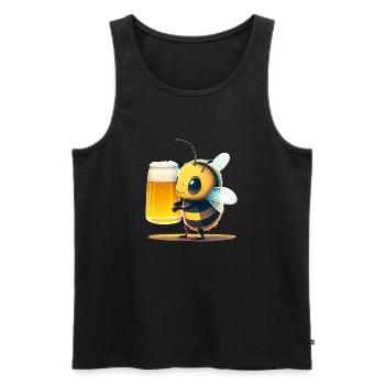 Funny and cute bee with beer - Men's Premium Organic Tank Top - black - Front - Michal (187cm)