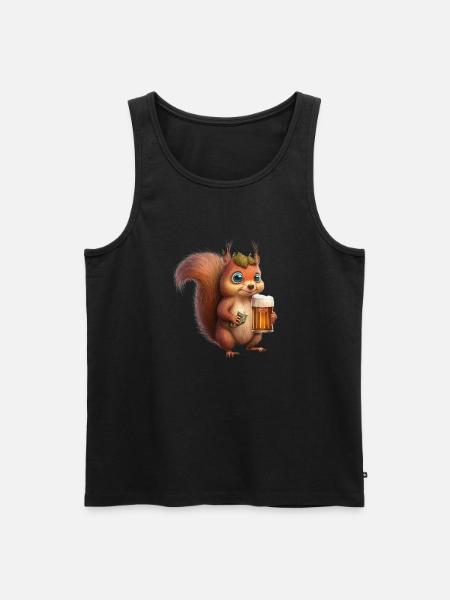 Cute squirrel with beer - Men's Premium Organic Tank Top - black