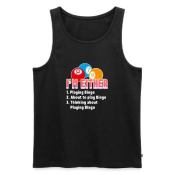 Iam 1. Playing Bingo 2.About to play Bingo 3. - Männer Premium Bio Tank Top - Schwarz - Vorne - AI Model Male 178 light (178cm)