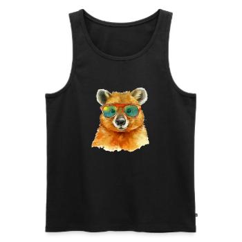 Lilou le quokka à lunettes - Débardeur bio Premium Homme - noir - Devant - Michal (187cm)