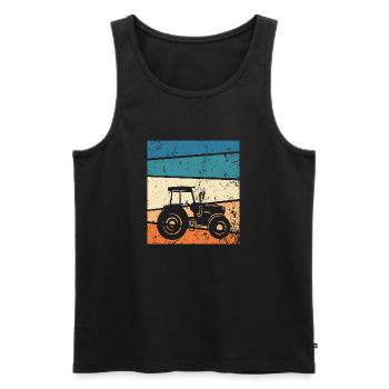 Tractor Retro Farmer - Men's Premium Organic Tank Top - black - Front - Michal (187cm)