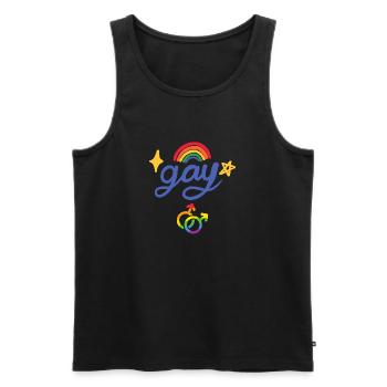 Gay arc en ciel - Débardeur bio Premium Homme - noir - Devant - AI Model Male 178 light (178cm)