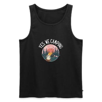 Ja, wir campen! Einzigartiger, origineller Stil - Männer Premium Bio Tank Top - Schwarz - Vorne - AI Model Male 178 light (178cm)