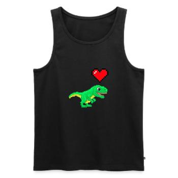 Dinosaure Pixel Love - Débardeur bio Premium Homme - noir - Devant - AI Model Male 178 light (178cm)