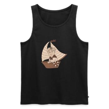 kleiner kapitän sepia tönung - Männer Premium Bio Tank Top - Schwarz - Vorne - AI Model Male 178 light (178cm)