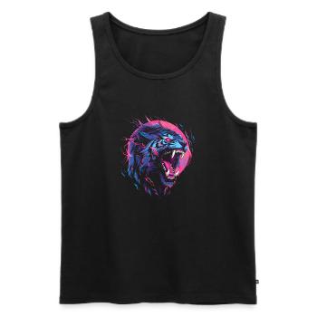 Synthwave Tiger - Männer Premium Bio Tank Top - Schwarz - Vorne - AI Model Male 178 light (178cm)