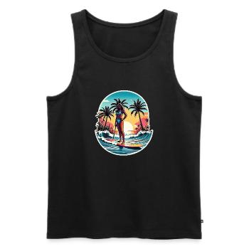 surf plage palmier soleil vacances - Débardeur bio Premium Homme - noir - Devant - Michal (187cm)