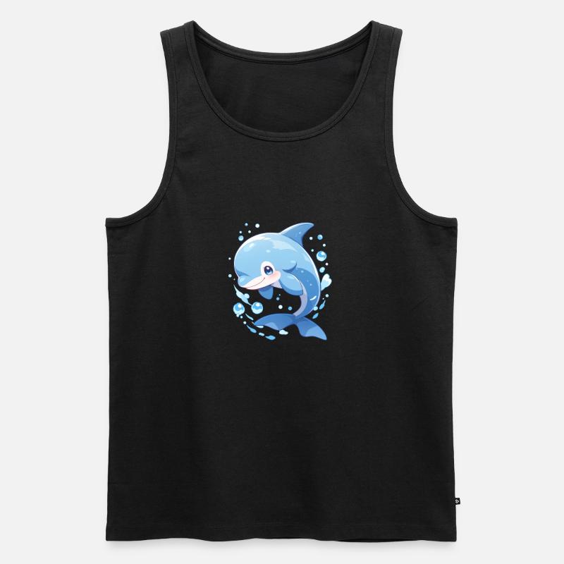 Kinder Delfin - Männer Premium Bio Tank Top - Schwarz