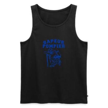 Logo Sapeurs Pompiers pompier design bleu - Débardeur bio Premium Homme - noir - Devant - Michal (187cm)