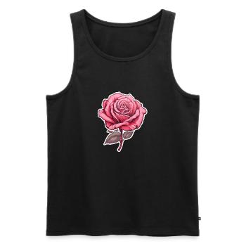 Rose rose - Débardeur bio Premium Homme - noir - Devant - AI Model Male 178 light (178cm)