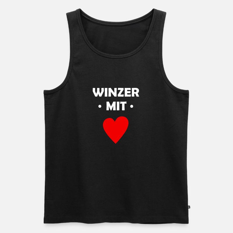 Winzer mit Herz - Männer Premium Bio Tank Top - Schwarz