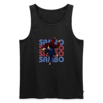 Sambo Autodéfense URSS Arts martiaux - Débardeur bio Premium Homme - noir - Devant - AI Model Male 178 light (178cm)