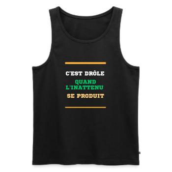 It's funny when the unexpected happens. - Men's Premium Organic Tank Top - black - Front - AI Model Male 178 light (178cm)