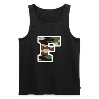 Buchstabe F Militärische Tarnung - Geschenkidee - Männer Premium Bio Tank Top - Schwarz - Vorne - Michal (187cm)