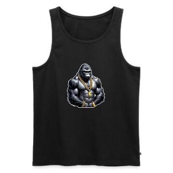 Gorilla mit Goldkette - Männer Premium Bio Tank Top - Schwarz - Vorne - AI Model Male 178 light (178cm)