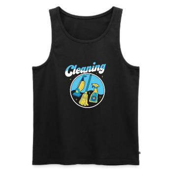 Cleaning Cleaner Housewife Housekeeping - Männer Premium Bio Tank Top - Schwarz - Vorne - AI Model Male 178 light (178cm)