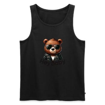 Hey Baby cooler Teddy - Männer Premium Bio Tank Top - Schwarz - Vorne - AI Model Male 178 light (178cm)