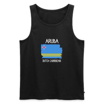 Drapeau d’Aruba - Caraïbes néerlandaises - Caraïbes - Débardeur bio Premium Homme - noir - Devant - AI Model Male 178 light (178cm)