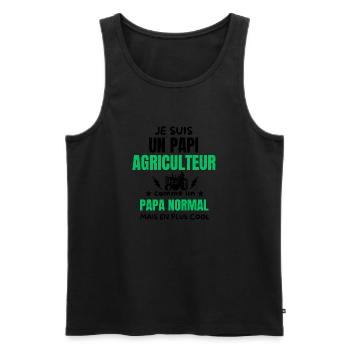 PAPI AGICULTEUR - Débardeur bio Premium Homme - noir - Devant - Michal (187cm)