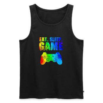 Gamer Jeu En Ligne Jeux Sur Ordinateur Arcade Neon - Débardeur bio Premium Homme - noir - Devant - AI Model Male 178 light (178cm)