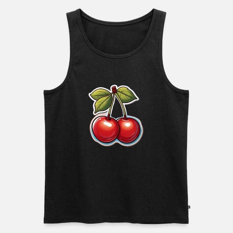 Leckere rote Kirschen - Männer Premium Bio Tank Top - Schwarz