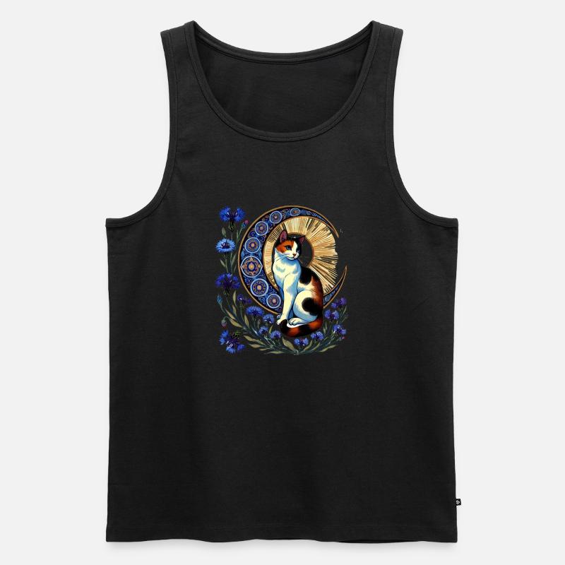 Kattun Katze Mond - Männer Premium Bio Tank Top - Schwarz