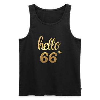 Hello 66 doré - Débardeur bio Premium Homme - noir - Devant - Michal (187cm)